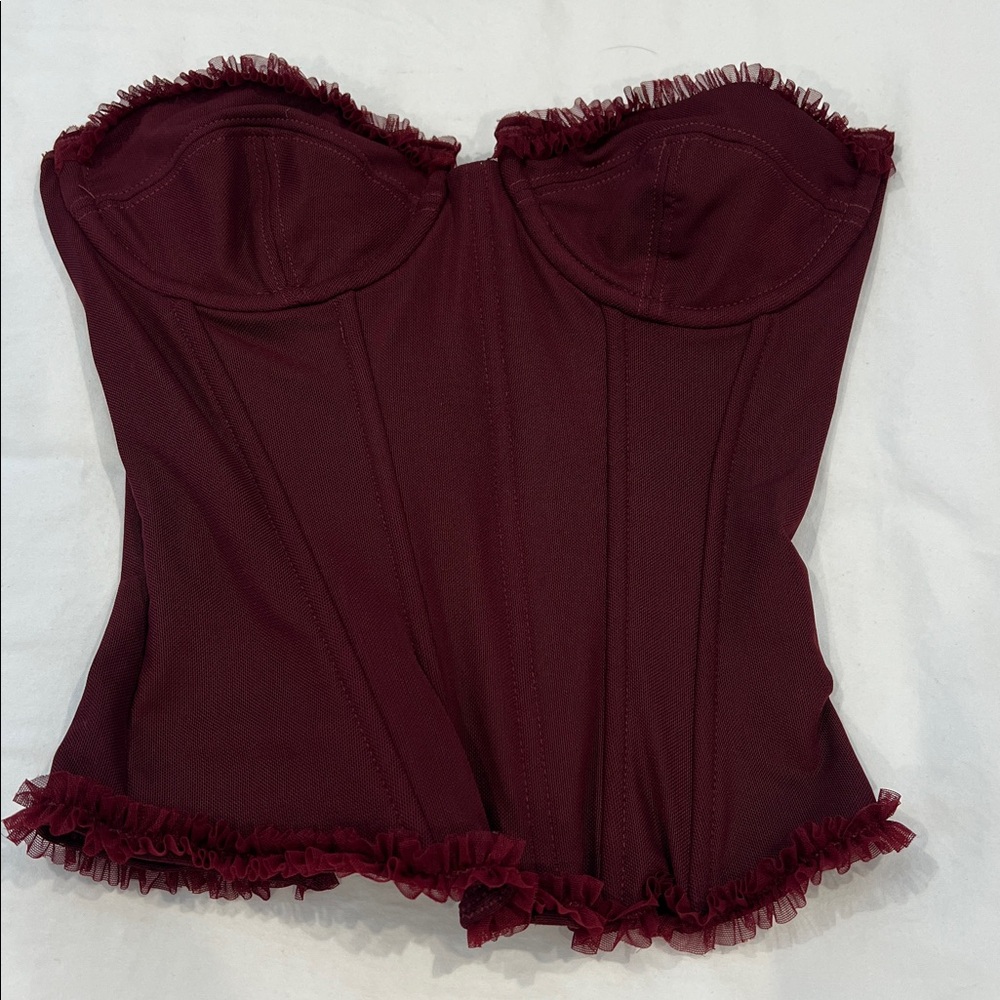 Edikted Burgundy Corset Top